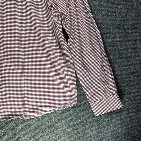 Michael Kors Shirt Mens 17  Regular Fit Airsoft Stretch Button Up  Red Check - Picture 3 of 9